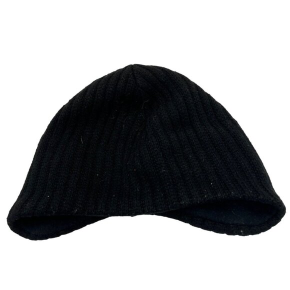 Lululemon Black Ribbed Beanie Hat With Red Logo Acrylic & Polyester Medium 3j - Picture 2 of 6